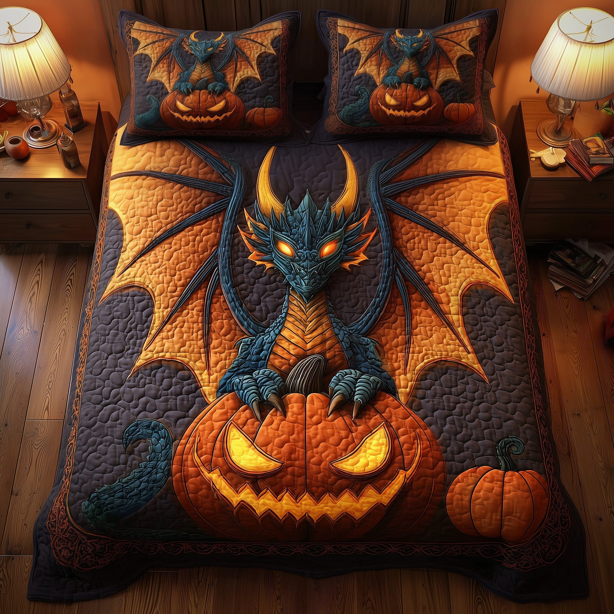 Spooky Dragon 3-Piece Quilted Bedding Set GFTONT2938