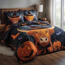 Halloween Cow 3-Piece Quilted Bedding Set GFTOHD9920