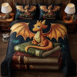 Dragon Book 3-Piece Quilted Bedding Set GFTONL6060