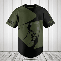 Customize Philippines Map Black And Olive Green Baseball Jersey Shirt