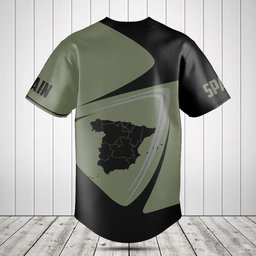 Customize Spain Map Black And Olive Baseball Jersey Shirt
