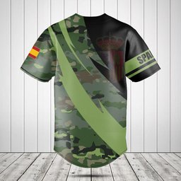 Customize Spain Coat Of Arms Camo Fire Style Baseball Jersey Shirt