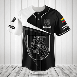 Customize Lithuania Symbol Black And White Skull Baseball Jersey Shirt