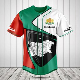 Customize Bulgaria Flag And Map Baseball Jersey Shirt