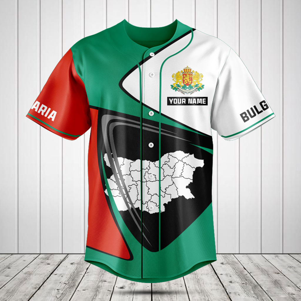 Customize Bulgaria Flag And Map Baseball Jersey Shirt