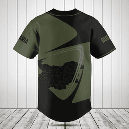 Customize Bulgaria Map Black And Olive Green Baseball Jersey Shirt