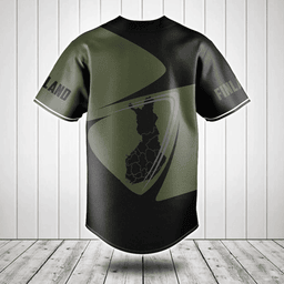 Customize Finland Map Black And Olive Green Baseball Jersey Shirt