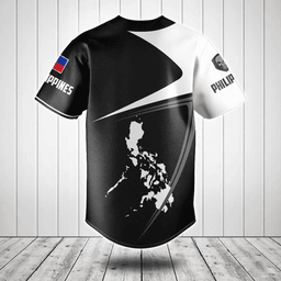 Customize Philippines Map Black And White Baseball Jersey Shirt