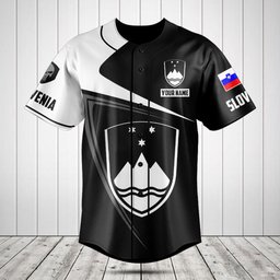 Customize Slovenia Symbol Black And White Skull Baseball Jersey Shirt