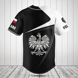 Customize Poland Symbol Black And White Skull Baseball Jersey Shirt