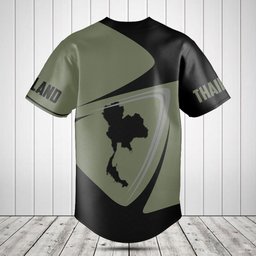 Customize Thailand Map Black And Olive Green Baseball Jersey Shirt