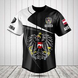 Customize Austria Symbol Black And White Skull Baseball Jersey Shirt