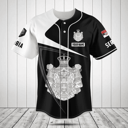 Customize Serbia Symbol Black And White Skull Baseball Jersey Shirt