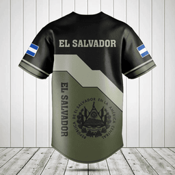 Customize El Salvador Coat Of Arms And Flag Baseball Jersey Shirt