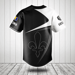 Customize Bosnia Lily Symbol Black And White Skull Baseball Jersey Shirt