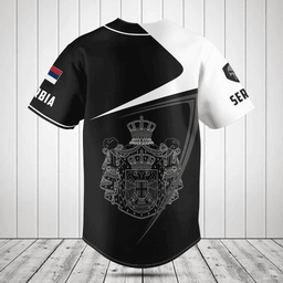 Customize Serbia Symbol Black And White Skull v2 Baseball Jersey Shirt