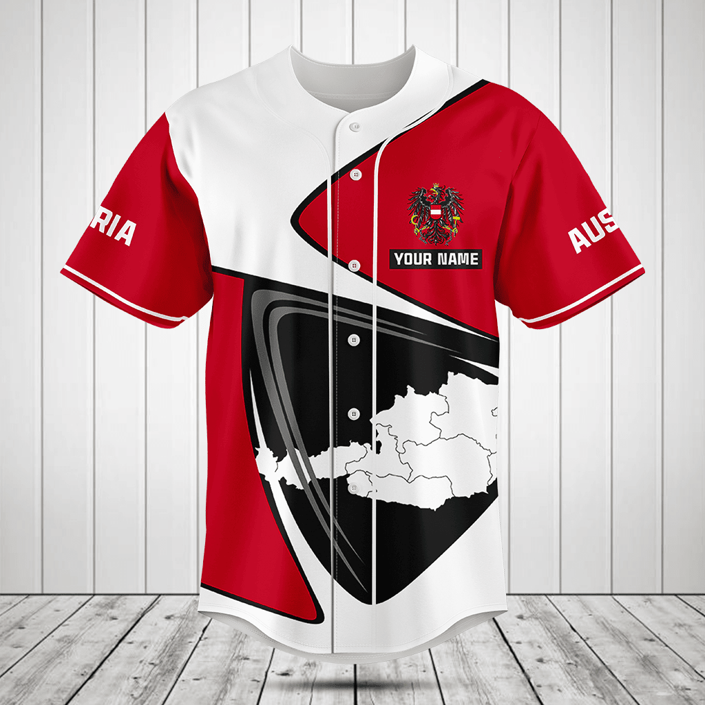 Customize Austria Flag And Map Baseball Jersey Shirt