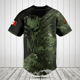 Customize Mexico Wing Skull Camouflage Baseball Jersey Shirt
