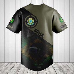 Customize Brasil Round Style Grunge Flag Baseball Jersey Shirt