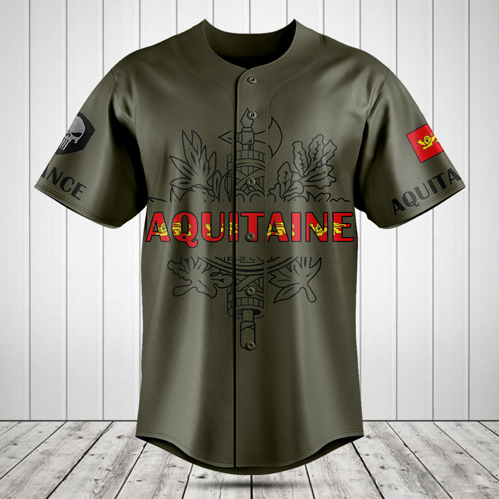 Customize France - Aquitaine Flag Baseball Jersey Shirt