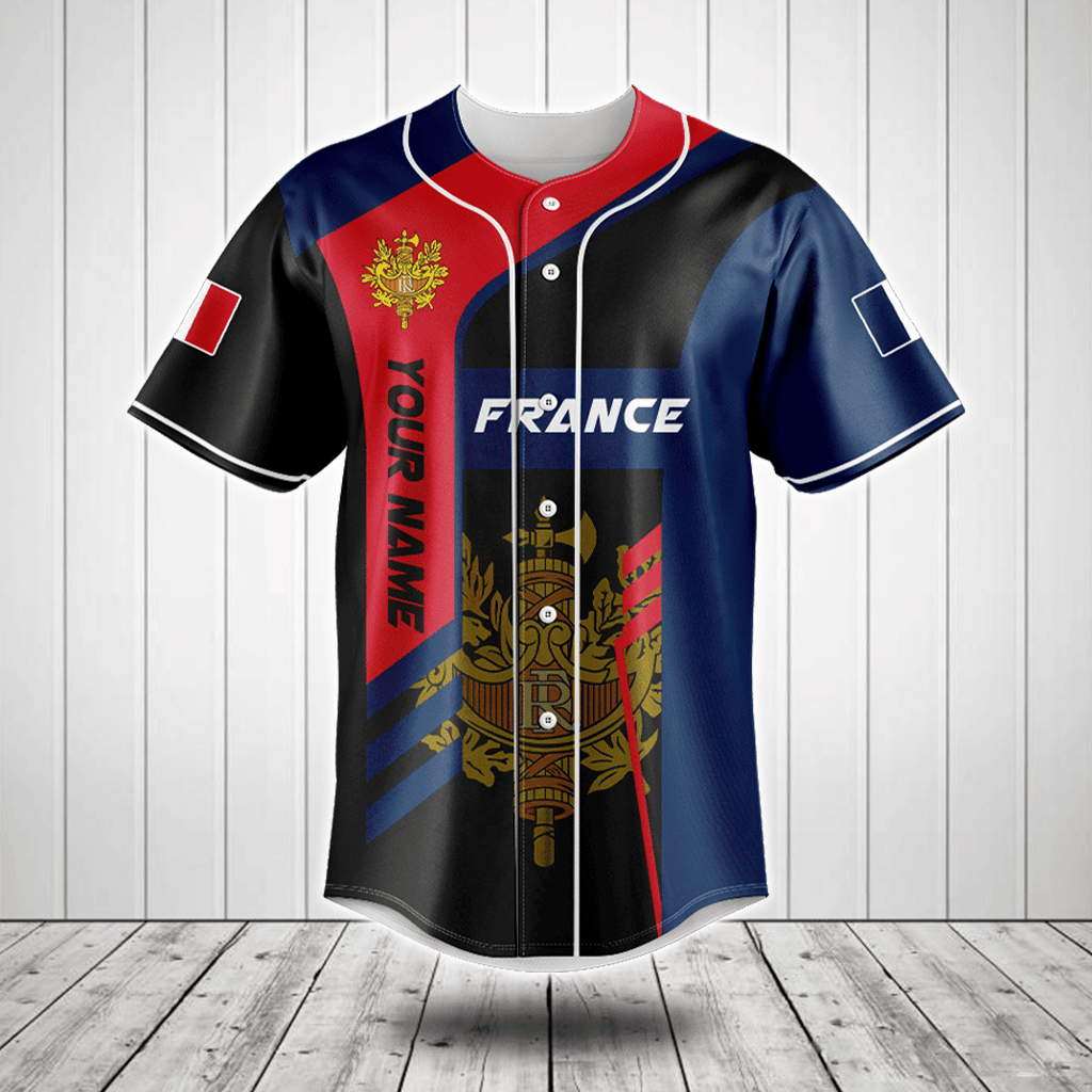 Customize France Coat Of Arms Sport Baseball Jersey Shirt
