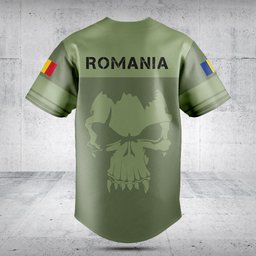 Customize Romania Skull Green Baseball Jersey Shirt