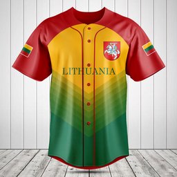 Customize Lithuania Flag Gradient Sport Baseball Jersey Shirt