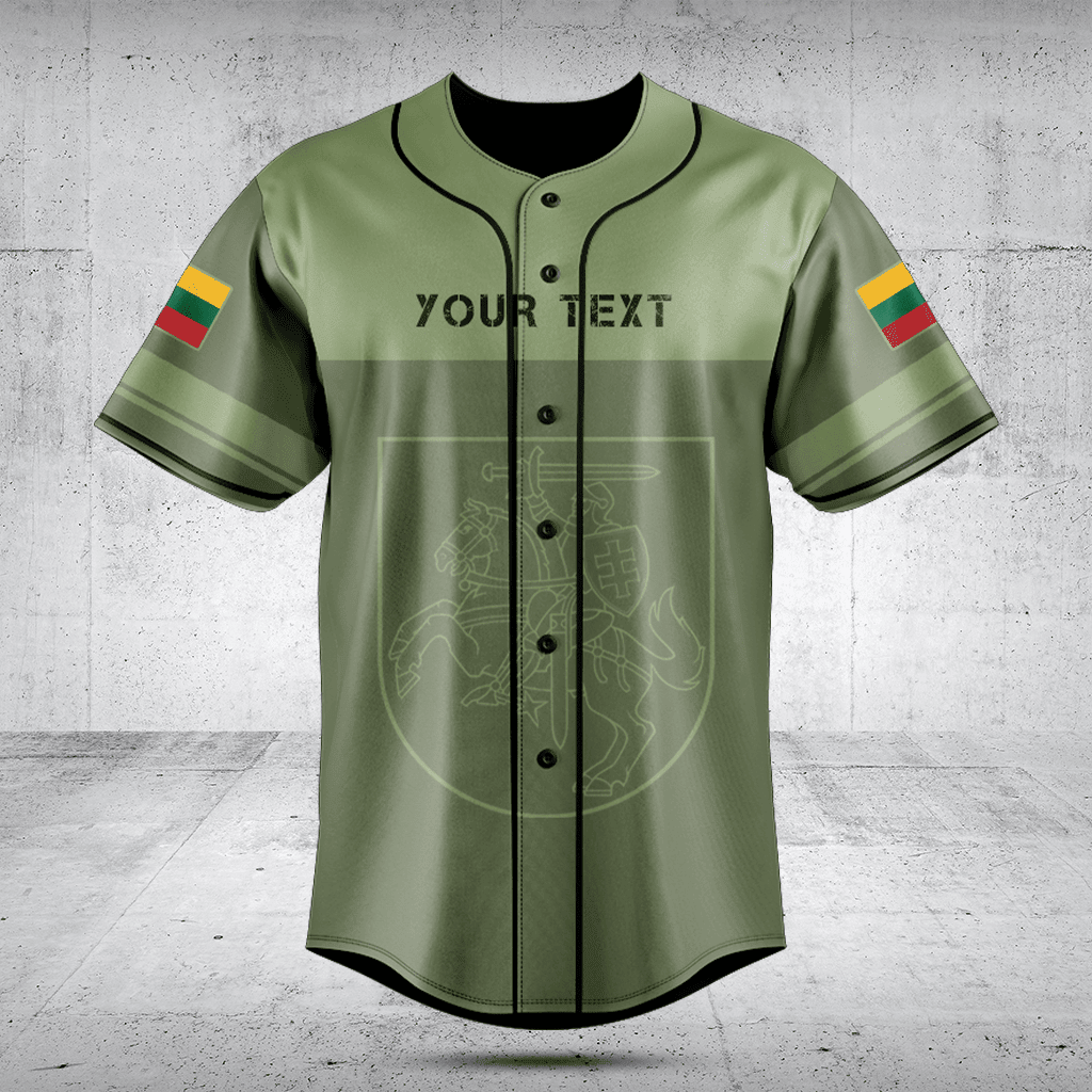 Customize Lithuania Skull Green Baseball Jersey Shirt