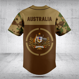 Customize Australia Coat Of Arms Camouflage Style Baseball Jersey Shirt