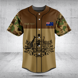 Customize Australia Coat Of Arms Camouflage Style Baseball Jersey Shirt