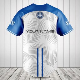 Customize Greece Flag Palm Leaf Baseball Jersey Shirt