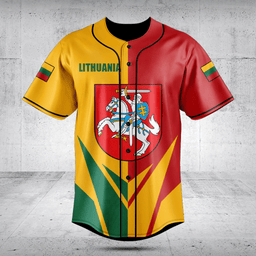 Customize Lithuania Coat Of Arms Flag Arrow Baseball Jersey Shirt