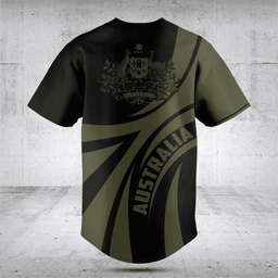 Customize Australia Coat Of Arms Green Black Baseball Jersey Shirt