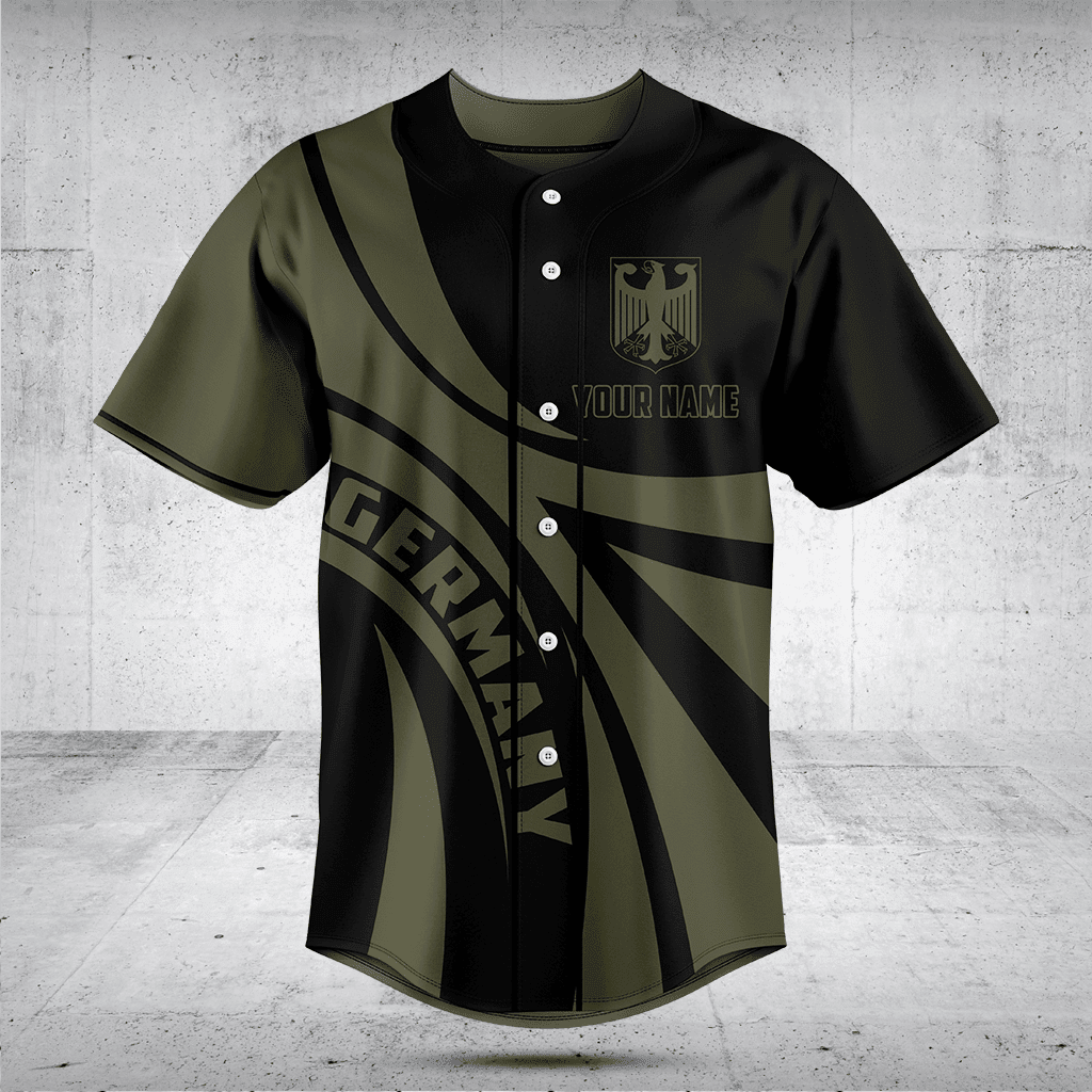 Customize Germany Coat Of Arms Green Black Baseball Jersey Shirt