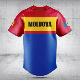 Customize Moldova Flag - Blue Baseball Jersey Shirt