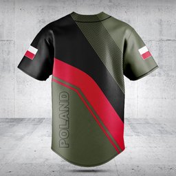 Customize Poland Flag Olive Green Baseball Jersey Shirt