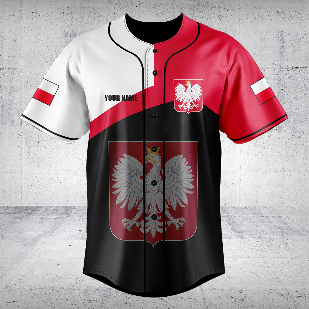 Customize Poland Flag Color Baseball Jersey Shirt