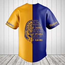 Customize Stay Wild Native Child Blue And Yellow Baseball Jersey Shirt