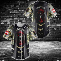 Austria Army Camo Skull 3D Flag Baseball Jersey Shirt