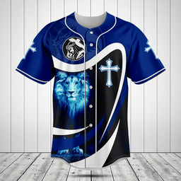 He Has Risen Blue Lion 3D Baseball Jersey Shirt