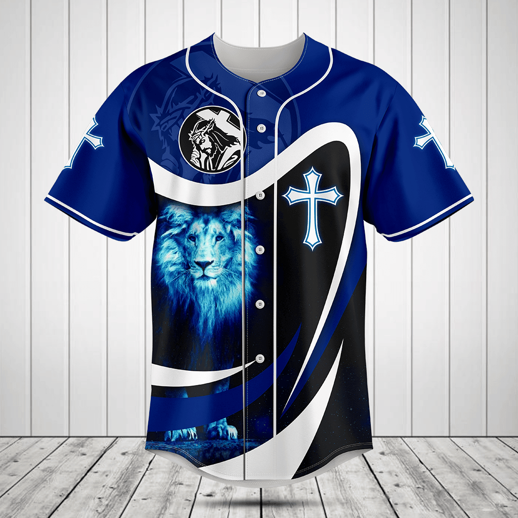 He Has Risen Blue Lion 3D Baseball Jersey Shirt
