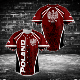 Poland Red 3D Baseball Jersey Shirt