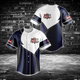 Latvia Coat Of Arms Blue And White Baseball Jersey Shirt