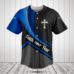 Faith Over Fear 3D Carbon Pattern Baseball Jersey Shirt