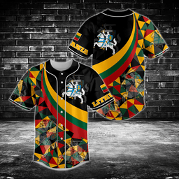 Lithuania Flag Color Baseball Jersey Shirt