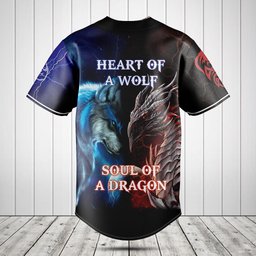 Heart Of A Wolf Soul Of A Dragon 3D Baseball Jersey Shirt