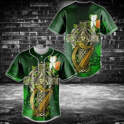 Ireland Shamrock Cross Baseball Jersey Shirt