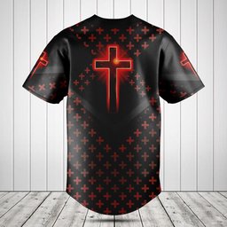 Red Cross Pattern Baseball Jersey Shirt