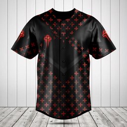 Red Cross Pattern Baseball Jersey Shirt
