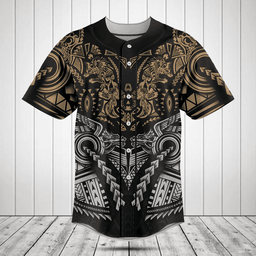 Polynesian Wolf Tattoo Baseball Jersey Shirt